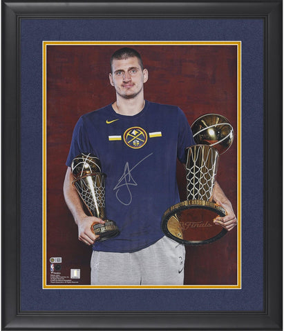 Nikola Jokic Denver Nuggets Framed Autographed 16" x 20" Trophy Shot Photograph