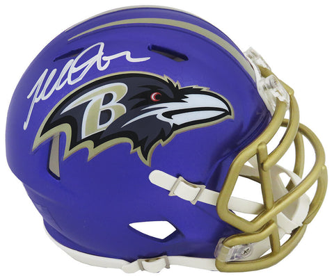 Terrell Suggs Signed Ravens FLASH Riddell Speed Mini Helmet - (SCHWARTZ COA)