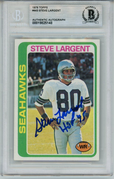 Steve Largent Autographed 1978 Topps #443 Trading Card Slab Beckett 57127