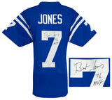 Bert Jones Signed Blue Throwback Custom Football Jersey w/76 MVP -(SCHWARTZ COA)