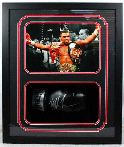 Mike Tyson Autographed Shadow Box Black Everlast Boxing Glove 2-Fiterman Holo *R
