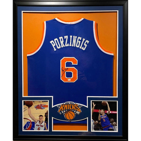 Kristaps Porzingis Autographed Signed Framed Knicks New York Jersey JSA