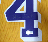 Los Angeles Lakers Jerry West Autographed Yellow Jersey Beckett BAS QR #BP45966