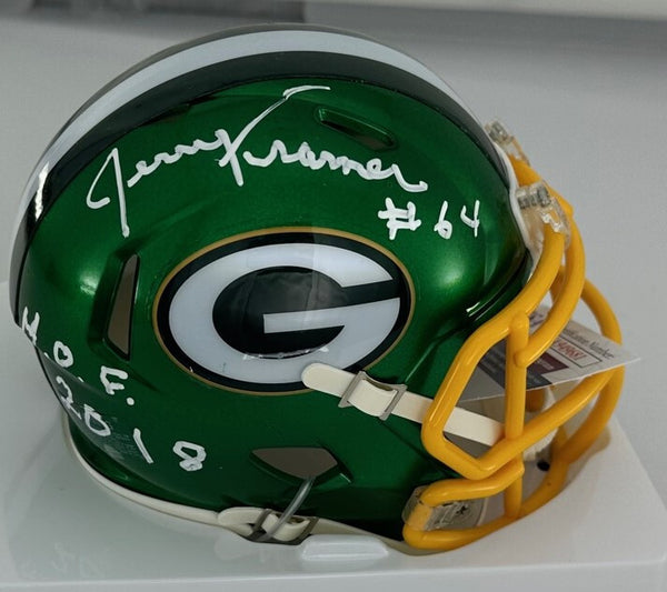 Packers JERRY KRAMER Signed Riddell FLASH Mini Helmet AUTO w/ HOF 18 - JSA