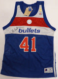 Bullets Wes Unseld Autographed Blue Champion Jersey Signed Twice Beckett BS30059