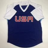 Autographed/Signed Jennie Finch USA Blue Team United States Softball Jersey JSA