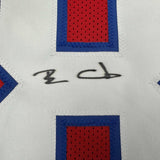 Framed Autographed/Signed Ben Coates 35x39 New England Red Jersey JSA COA