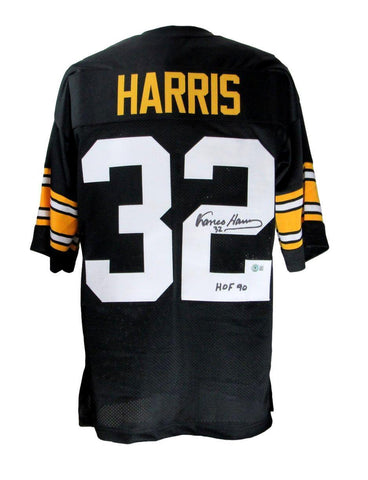 Franco Harris HOF Signed/Inscr Steelers Custom Football Jersey Beckett 165261