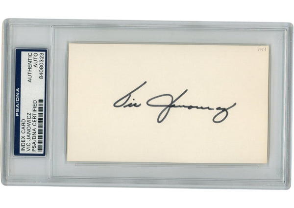 Vic Janowicz Autographed/Signed Ohio State Buckeyes Index Card Slabbed PSA 54927