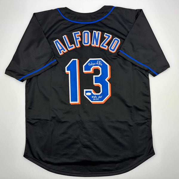 Autographed/Signed Edgardo Alfonzo New York Black Baseball Jersey JSA COA
