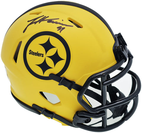 James Harrison Signed Steelers Gold Rave Speed Mini Helmet Beckett Wit