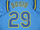 Brewers Pitcher CHRIS BOSIO Signed Custom Replica Milwaukee Blue Jersey 1986-192