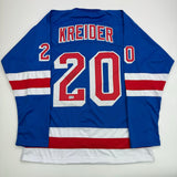 Autographed/Signed Chris Kreider New York Blue Jersey Beckett BAS COA