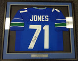 SEATTLE SEAHAWKS WALTER JONES AUTOGRAPHED FRAMED BLUE JERSEY MCS HOLO 90485