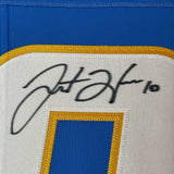 Framed Signed Justin Herbert 35x39 Chargers Powder Blue Jersey Fanatics COA