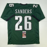 Autographed/Signed MILES SANDERS Philadelphia Green Football Jersey JSA COA Auto