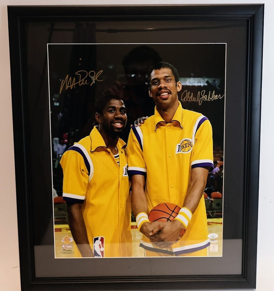 Magic Johnson & Kareem Abdul-Jabbar Dual Autographed 16x20 Photo Lakers JSA LOA
