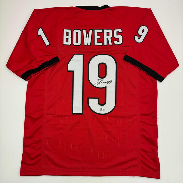 Autographed/Signed Brock Bowers Georgia Red College Football Jersey BAS COA