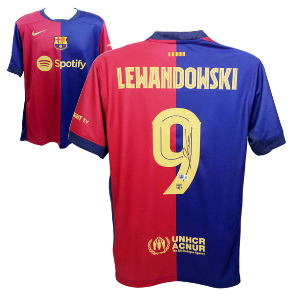 Robert Lewandowski Signed Barcelona Home Soccer Jersey #9 with Beckett COA