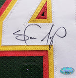 SEATTLE SONICS SHAWN KEMP AUTOGRAPHED FRAMED GREEN & RED JERSEY MCS HOLO 206944