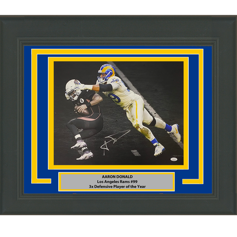 Framed Autographed/Signed Aaron Donald Los Angeles Rams 16x20 Photo JSA COA #2