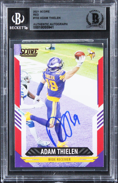 Vikings Adam Thielen Authentic Signed 2021 Score Red #152 Card BAS Slabbed