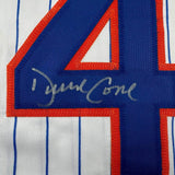 Framed Autographed/Signed David Cone 33x42 Pinstripe Jersey Beckett BAS COA