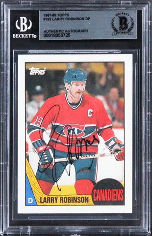 Canadiens Larry Robinson Authentic Signed 1987 Topps #192 Card BAS Slabbed 1