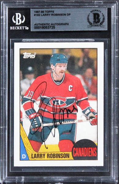 Canadiens Larry Robinson Authentic Signed 1987 Topps #192 Card BAS Slabbed 1