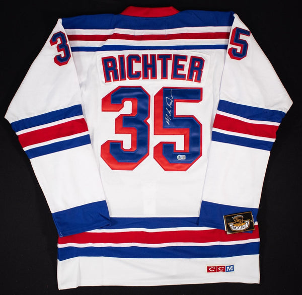 Mike Richter Signed N.Y. Rangers Jersey (Beckett) 1994 Stanley Cup Champs Goalie