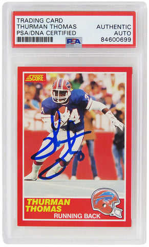 Thurman Thomas Autographed Bills 1989 Score Rookie Card #211- (PSA/DNA)