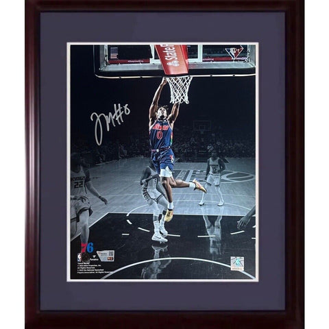 Tyrese Maxey Signed 11x14 Framed Dunk Photo Auto Philadelphia 76ers Fanatics COA