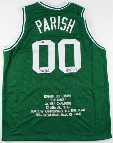 Robert Parish Signed Boston Celtics Career Stat Jersey (Schwartz) 4xNBA Champion