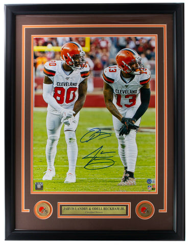 Odell Beckham Jr. Jarvis Landry Signed Framed Cleveland Browns 16x20 Photo BAS