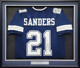 DALLAS COWBOYS DEION SANDERS AUTOGRAPHED FRAMED BLUE JERSEY BECKETT BAS 200917