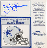 Jimmy Johnson Autographed Dallas Cowboys 1992 Season Ticket ID Card-Beckett Holo