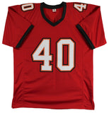 Mike Alstott Authentic Signed Red Pro Style Jersey Autographed BAS Witnessed 2
