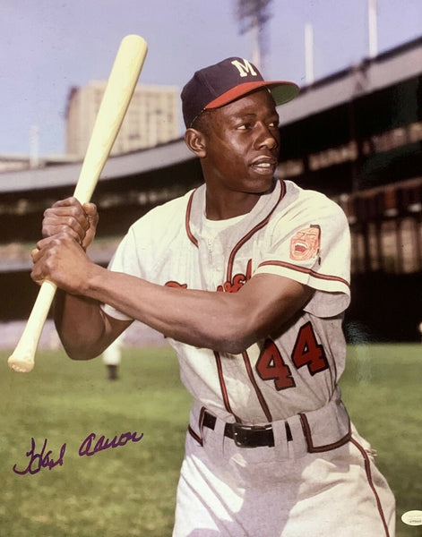 Braves HANK HENRY AARON Signed 16x20 Photo #21 AUTO - HOF - MVP - 57 Champ - JSA