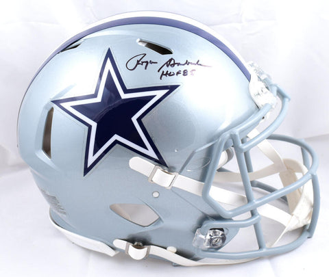 Roger Staubach Signed Cowboys F/S Speed Authentic Helmet w/HOF - Beckett W Holo