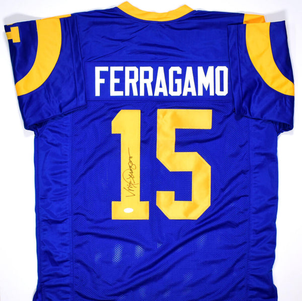 Vince Ferragamo Autographed Blue Pro Style Jersey - JSA W Auth *1