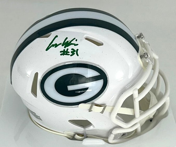 Packers EMANUEL WILSON Signed Riddell ALTERNATE Speed Mini Helmet AUTO - BAS