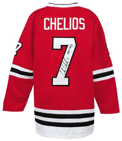 Chris Chelios (BLACKHAWKS) Signed Red Custom Hockey Jersey w/HOF 2013 - (SS COA)