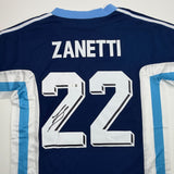 Autographed/Signed Javier Zanetti Argentina Blue #22 Jersey Beckett BAS COA