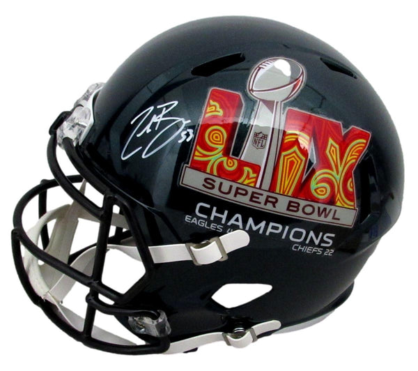 Zack Baun Signed Green Full Size Replica SB LIX Champions Helmet Beckett 198924