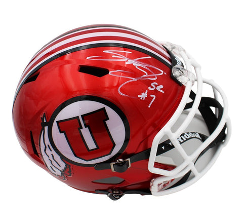 Steve Smith Sr. Signed Utah Utes Speed Full Size Radient Red NCAA Helmet