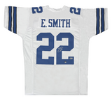 Emmitt Smith of the Cowboys Autographed Custom White #22 Jersey Beckett