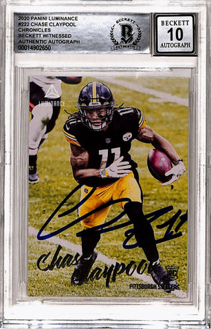 Chase Claypool Signed 2020 Panini Luminance #222 Rookie Card BAS Slab 40755