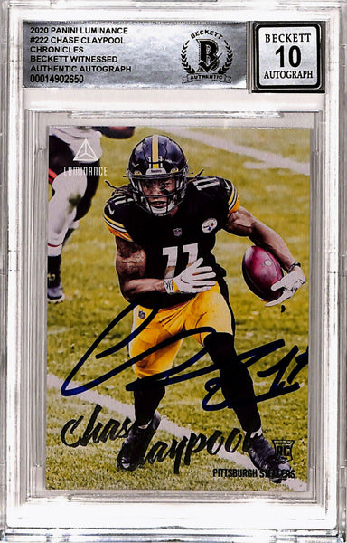 Chase Claypool Signed 2020 Panini Luminance #222 Rookie Card BAS Slab 40755