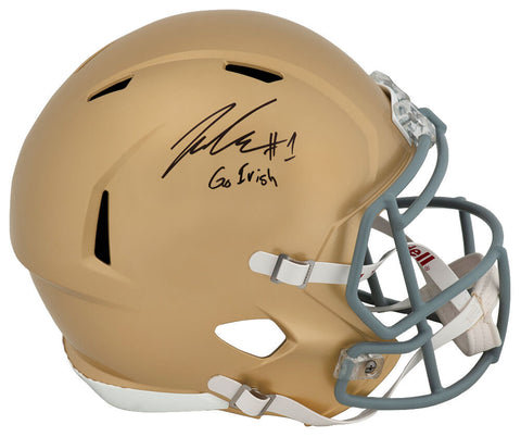 Jaden Greathouse Signed Notre Dame Riddell F/S Rep Helmet w/Go Irish - (SS COA)
