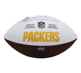 Gilbert Brown Signed Green Bay Packers Embroidered White Football with 3 Insc.